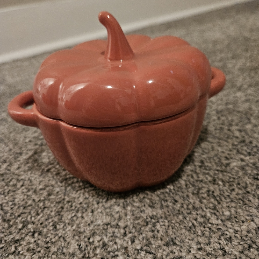 Pumpkin-Shaped Ceramic Dish Food Serving Or Decor